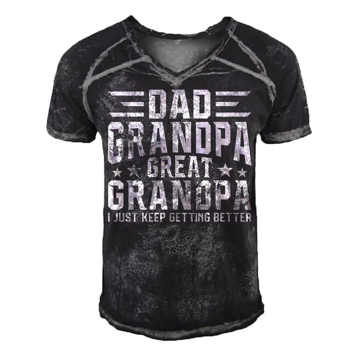 Mens Fathers Day From Grandkids Dad Grandpa Great Grandpa   Men's Short Sleeve V-neck 3D Print Retro Tshirt