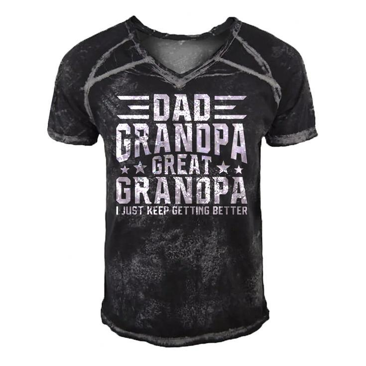 Mens Fathers Day From Grandkids - Dad Grandpa Great Grandpa Men's Short Sleeve V-neck 3D Print Retro Tshirt