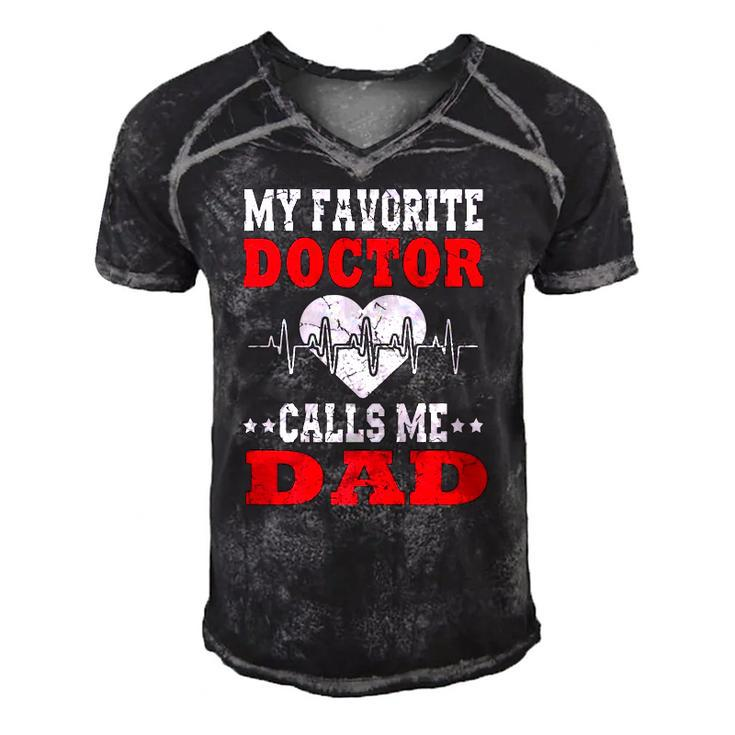 Mens Fathers Day My Favorite Doctor Calls Me Dad Papa Men  Men's Short Sleeve V-neck 3D Print Retro Tshirt