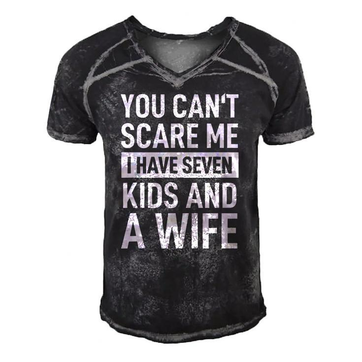 Mens Fathers Day You Cant Scare Me I Have Seven Kids And A Wife Men's Short Sleeve V-neck 3D Print Retro Tshirt