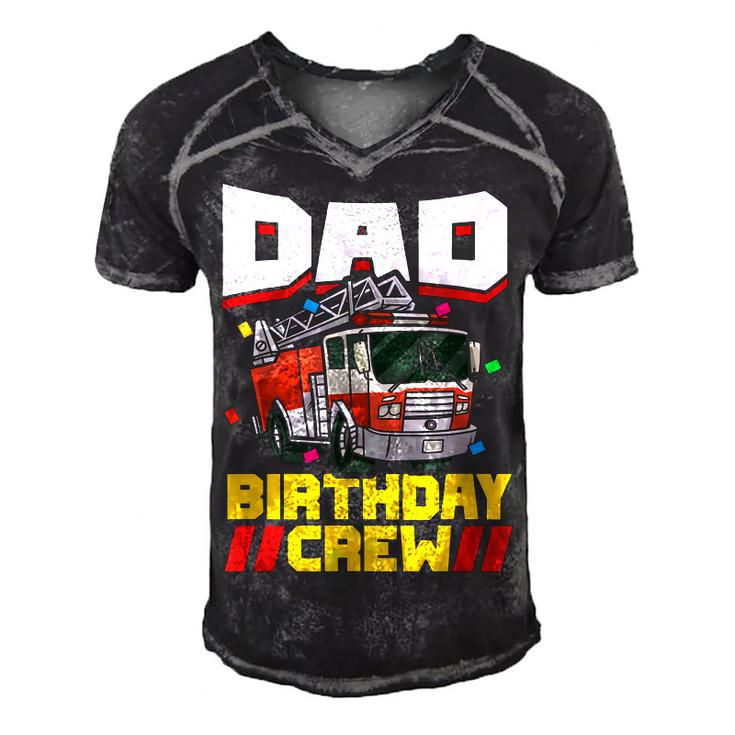 Mens Fire Truck Firefighter Party Dad Birthday Crew  Men's Short Sleeve V-neck 3D Print Retro Tshirt