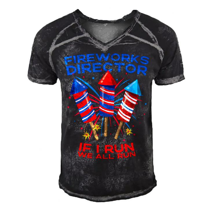 Mens Fireworks Director Funny 4Th Of July If I Run Patriotic  Men's Short Sleeve V-neck 3D Print Retro Tshirt