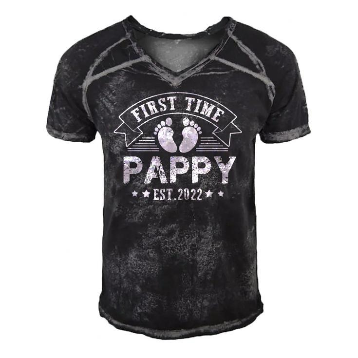 Mens First Time Pappy Est 2022 Fathers Day Men's Short Sleeve V-neck 3D Print Retro Tshirt