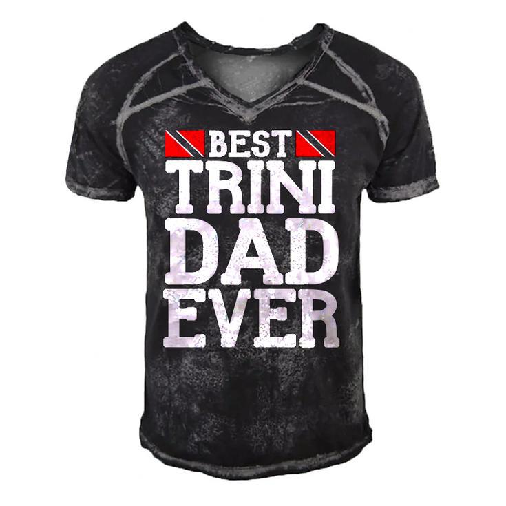 Mens Flag Castle Best Trini Dad Ever Fathers Day Trinidad  Men's Short Sleeve V-neck 3D Print Retro Tshirt