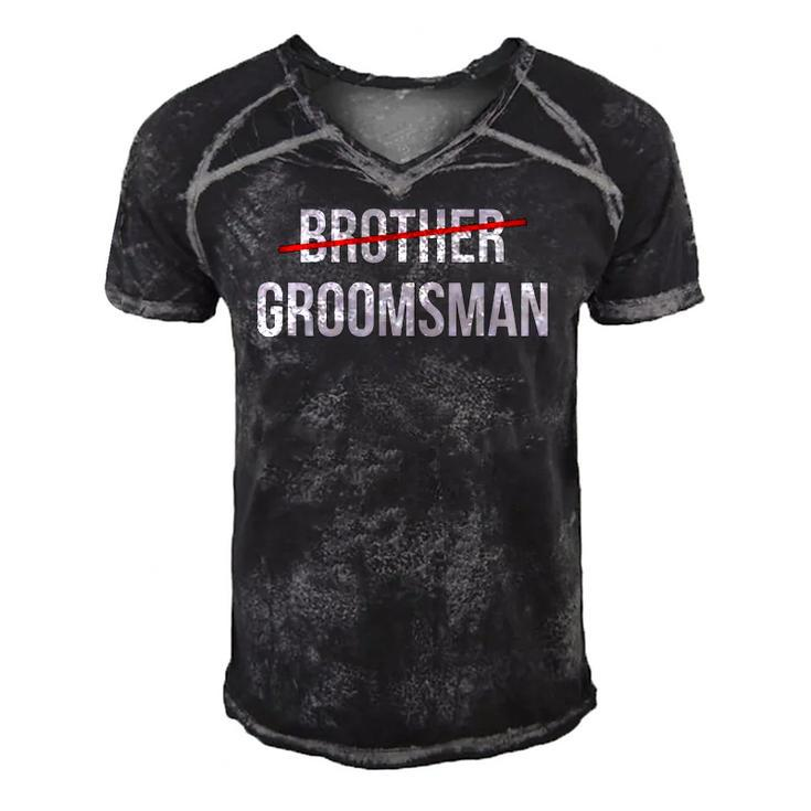 Mens From Brother To Groomsman Wedding Party Groomsmen Proposal Men's Short Sleeve V-neck 3D Print Retro Tshirt
