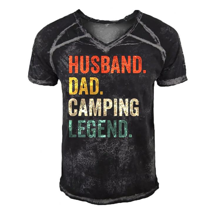 Mens Funny Camper Husband Dad Camping Legend Vintage Fathers Day Men's Short Sleeve V-neck 3D Print Retro Tshirt