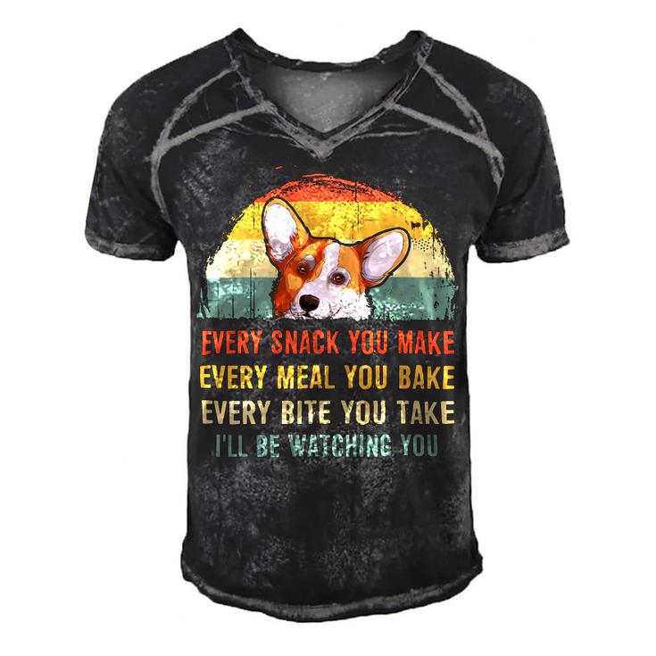 Mens Funny Corgi Retro Every Snack You Make Every Meal You Bake Men's Short Sleeve V-neck 3D Print Retro Tshirt