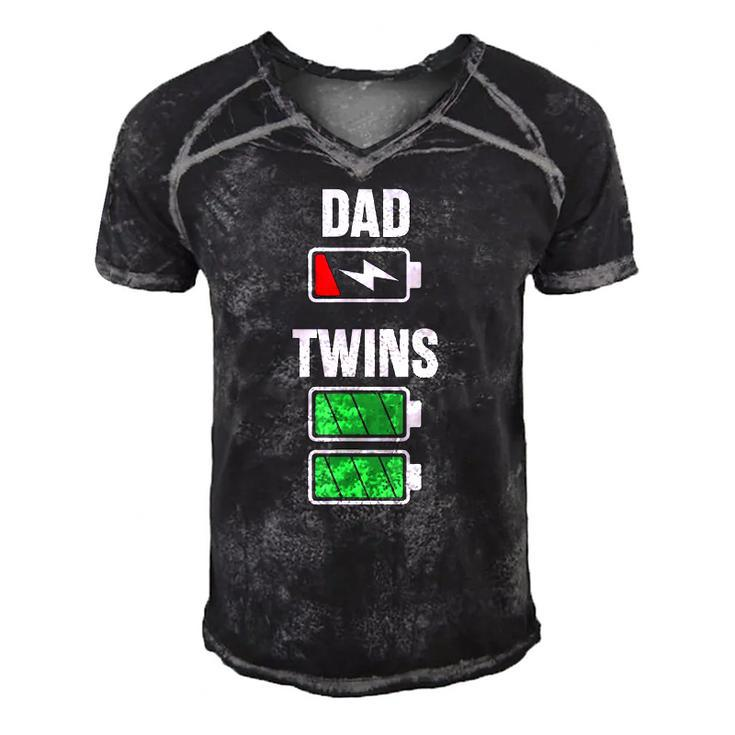 Mens Funny Dad Fathers Day Birthday Twins Twin Dad Men's Short Sleeve V-neck 3D Print Retro Tshirt