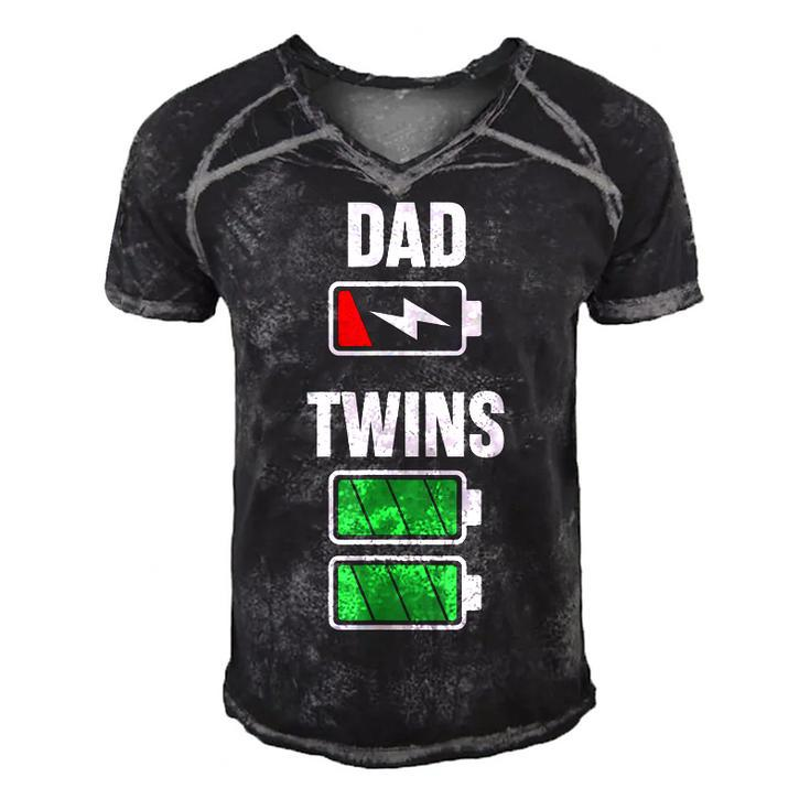 Mens Funny Dad Fathers Day Birthday Twins Twin Dad  Men's Short Sleeve V-neck 3D Print Retro Tshirt