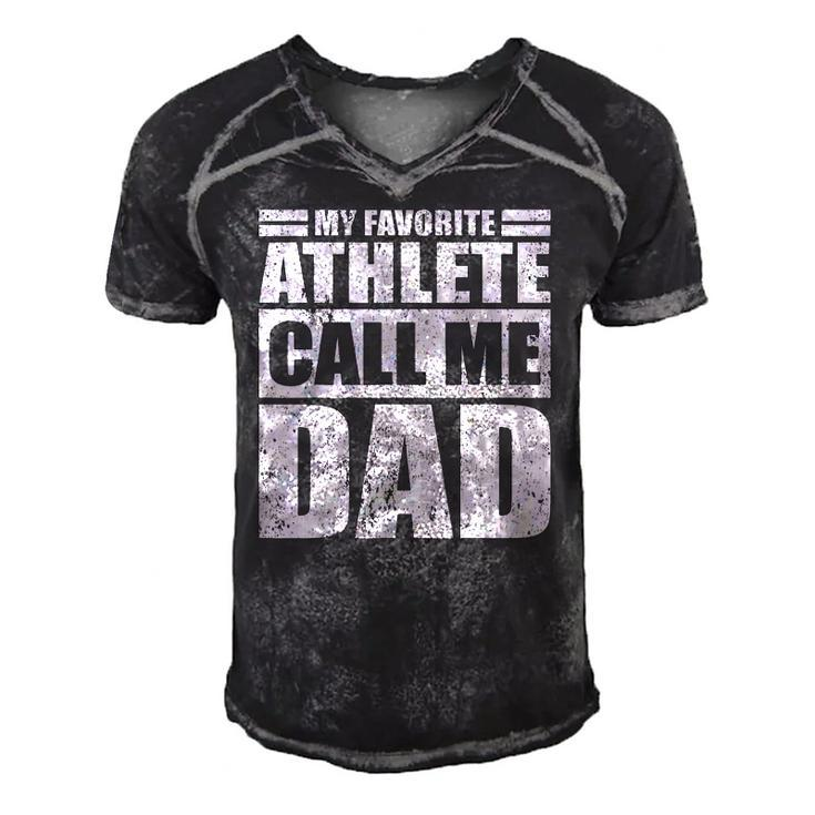 Mens Funny My Favorite Athlete Calls Me Dad Fathers Day Men's Short Sleeve V-neck 3D Print Retro Tshirt