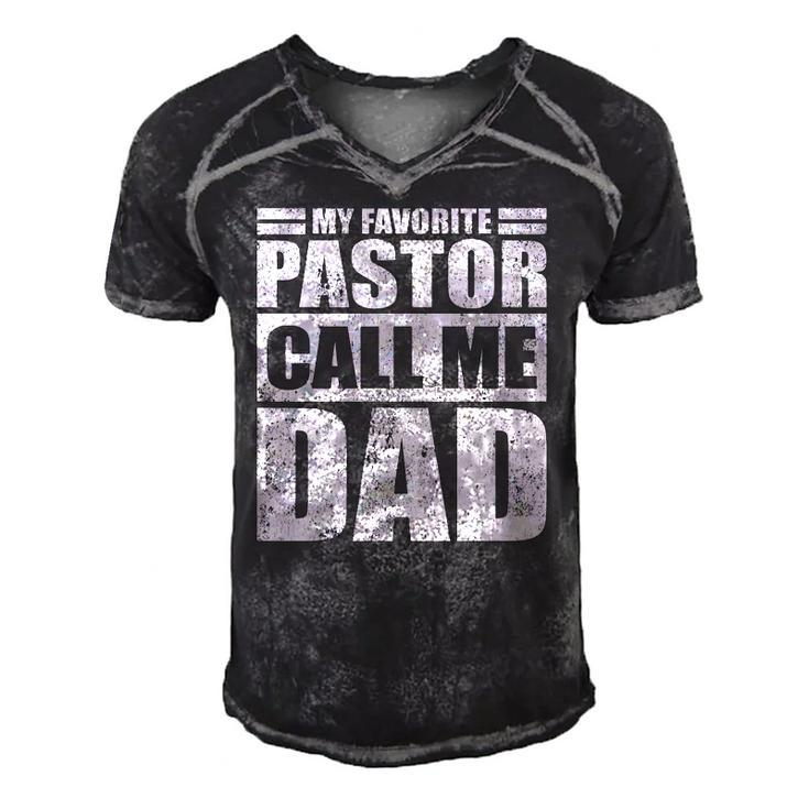 Mens Funny My Favorite Pastor Calls Me Dad Fathers Day Men's Short Sleeve V-neck 3D Print Retro Tshirt