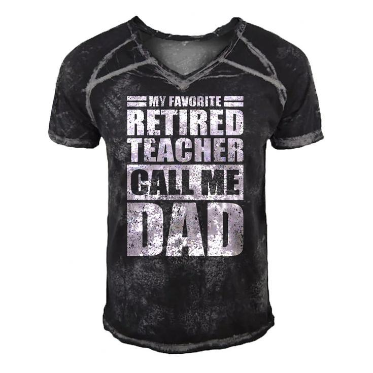 Mens Funny My Favorite Retired Teacher Call Me Dad Fathers Day Men's Short Sleeve V-neck 3D Print Retro Tshirt