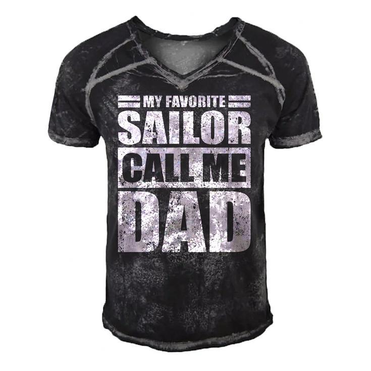 Mens Funny My Favorite Sailor Call Me Dad Fathers Day  Men's Short Sleeve V-neck 3D Print Retro Tshirt