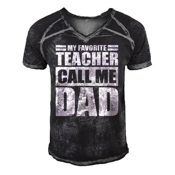 Mens Funny My Favorite Teacher Call Me Dad Fathers Day  Men's Short Sleeve V-neck 3D Print Retro Tshirt