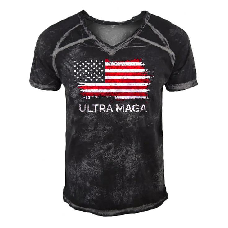 Mens Funny Ultra Maga Proud Ultra Maga Eagle 2022 Humor Us Flag Men's Short Sleeve V-neck 3D Print Retro Tshirt