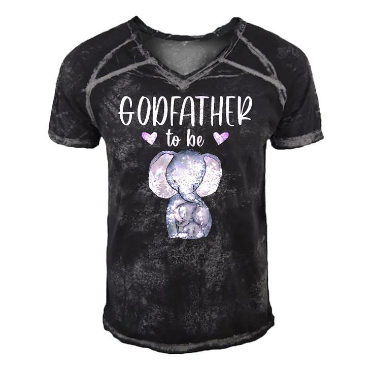 Mens Godfather To Be Elephant Baby Shower Men's Short Sleeve V-neck 3D Print Retro Tshirt