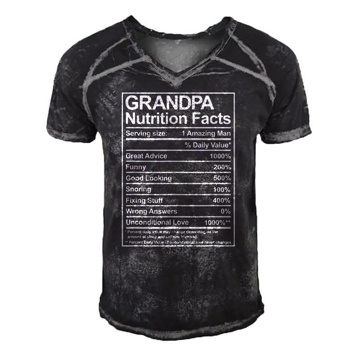 Mens Grandpa Nutrition Facts Funny Thoughtful Sweet Fathers Day Men's Short Sleeve V-neck 3D Print Retro Tshirt