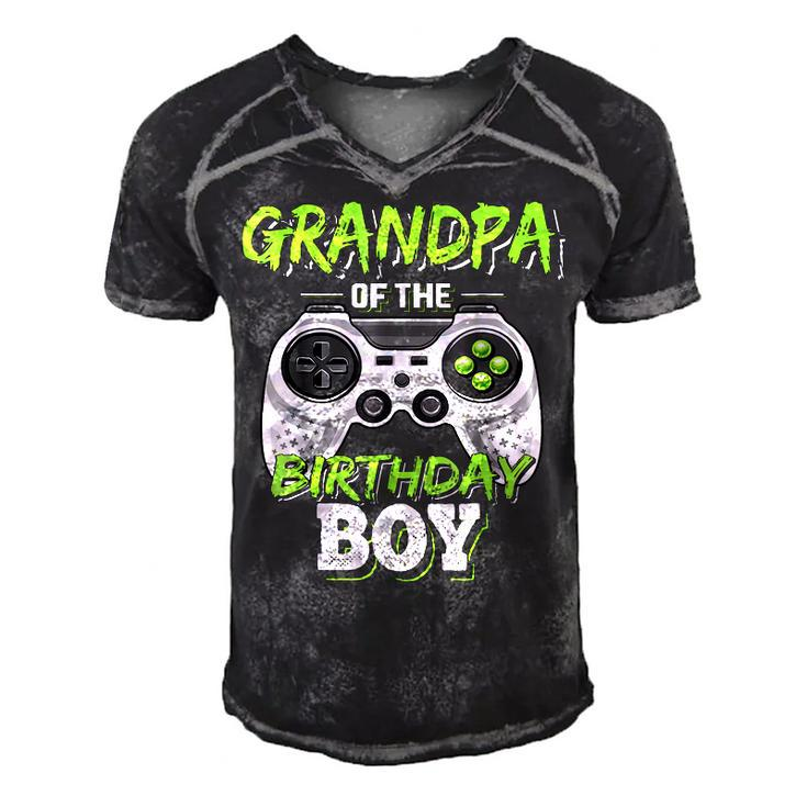 Mens Grandpa Of The Birthday Boy Matching Video Game  Men's Short Sleeve V-neck 3D Print Retro Tshirt