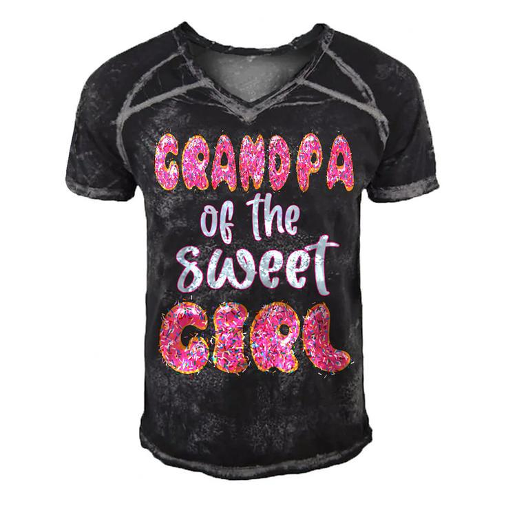 Mens Grandpa Of The Sweet Girl Donut Birthday Party Outfit Family  Men's Short Sleeve V-neck 3D Print Retro Tshirt