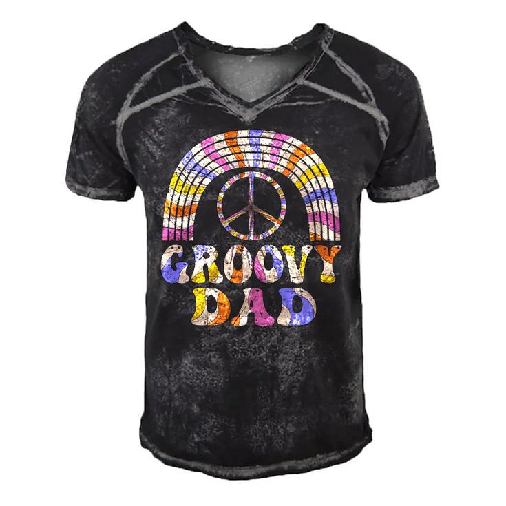 Mens Groovy Dad 70S Aesthetic Nostalgia 1970S Retro Dad Hippie Men's Short Sleeve V-neck 3D Print Retro Tshirt
