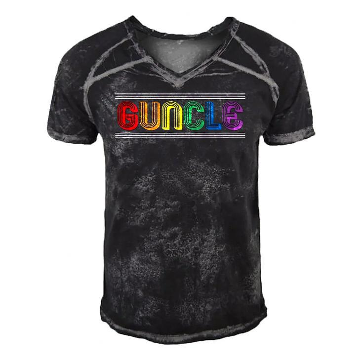 Mens Guncle Gay Uncle  Lgbt Pride Flag Gift Men's Short Sleeve V-neck 3D Print Retro Tshirt