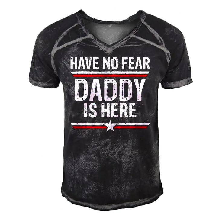Mens Have No Fear Daddy Is Here Funny Dad Grandpa Papa Men's Short Sleeve V-neck 3D Print Retro Tshirt