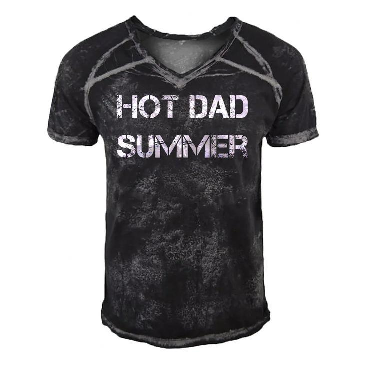 Mens Hot Dad Summer Fathers Day Summertime Vacation Trip Men's Short Sleeve V-neck 3D Print Retro Tshirt