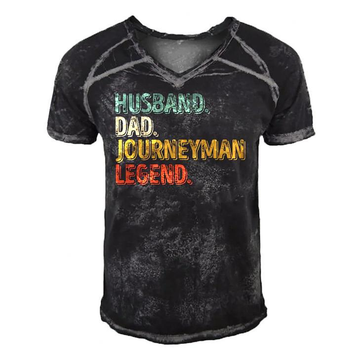 Mens Husband Dad Journeyman Legend  Funny Fathers Day Men's Short Sleeve V-neck 3D Print Retro Tshirt