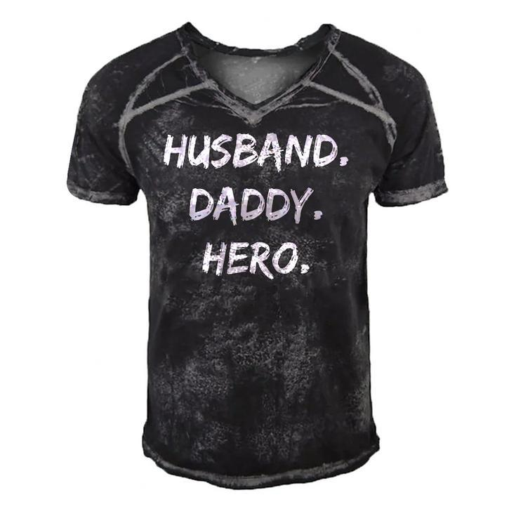Mens Husband Daddy Hero Fathers Day Men's Short Sleeve V-neck 3D Print Retro Tshirt