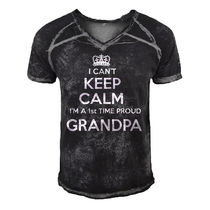 Mens I Cant Keep Calm Im A 1St Time Proud Grandpa Gift Men's Short Sleeve V-neck 3D Print Retro Tshirt