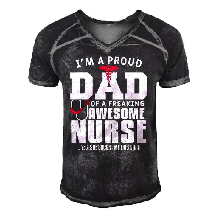 Mens Im A Proud Dad Of A Freaking Awesome Nurse Daughter Father Men's Short Sleeve V-neck 3D Print Retro Tshirt