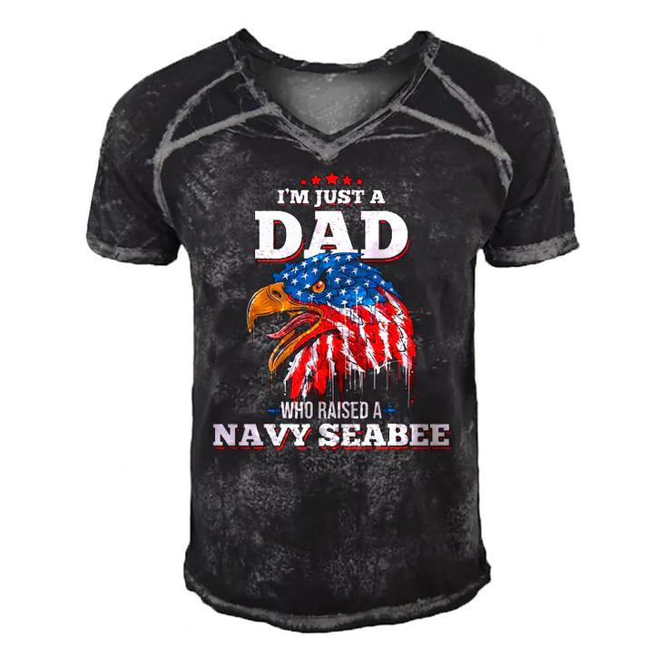 Mens Im Just A Dad Who Raised A Navy Seabee  Navy Seabees Men's Short Sleeve V-neck 3D Print Retro Tshirt