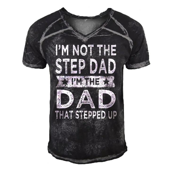 Mens Im Not The Step Dad Stepped Up  Daddy Fathers Day 2022 Step Dad Men's Short Sleeve V-neck 3D Print Retro Tshirt