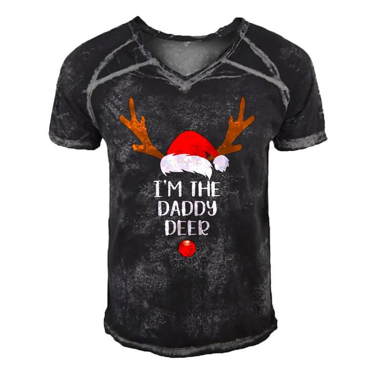 Mens Im The Daddy Deer Matching Family Group Gift Fun Christmas Men's Short Sleeve V-neck 3D Print Retro Tshirt