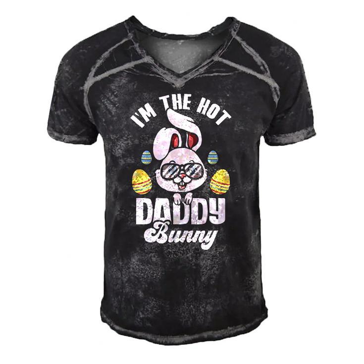Mens Im The Hot Daddy Bunny Matching Family Easter Party Men's Short Sleeve V-neck 3D Print Retro Tshirt