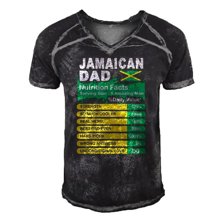 Mens Jamaican Dad Nutrition Facts Serving Size Men's Short Sleeve V-neck 3D Print Retro Tshirt