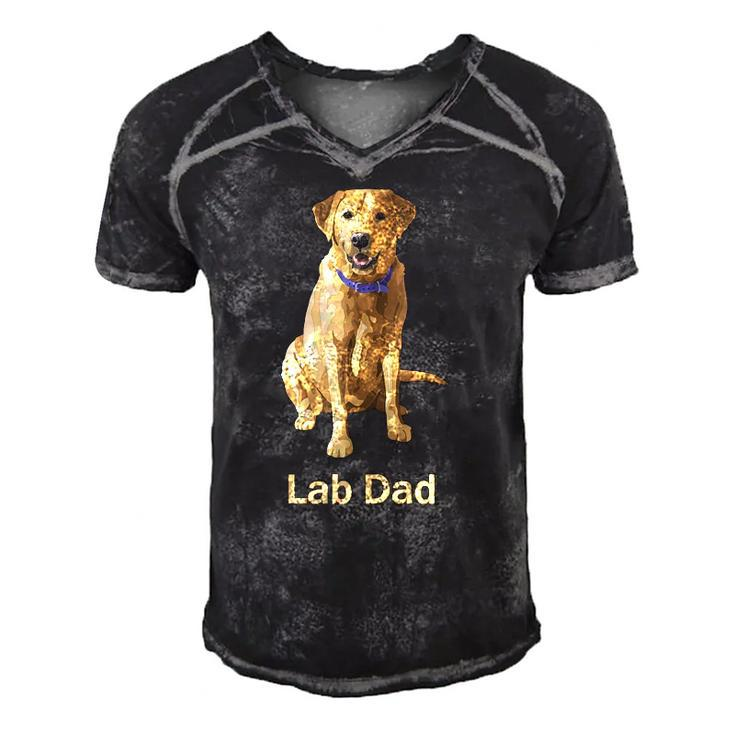 Mens Lab Dad Yellow Labrador Retriever Dog Lovers Gift  Men's Short Sleeve V-neck 3D Print Retro Tshirt