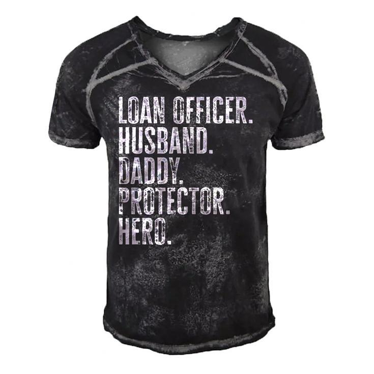 Mens Loan Officer Husband Daddy Protector Hero Fathers Day Dad  Men's Short Sleeve V-neck 3D Print Retro Tshirt