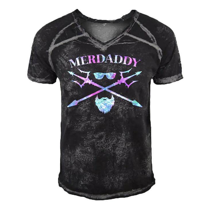 Mens Merdaddy Security Merman Merdad Daddy Costume Fathers Day Men's Short Sleeve V-neck 3D Print Retro Tshirt