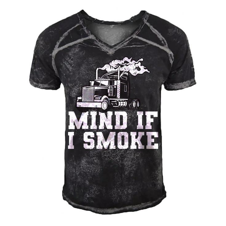 Mens Mind If I Smoke Funny Truck Driving Quote For A Trucker  Men's Short Sleeve V-neck 3D Print Retro Tshirt