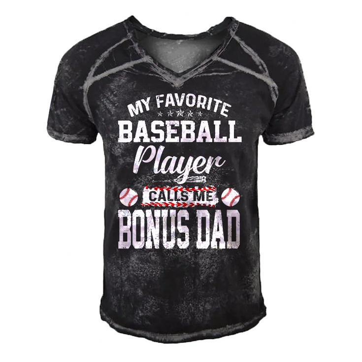Mens My Favorite Baseball Player Calls Me Bonus Dad Funny Bonus Men's Short Sleeve V-neck 3D Print Retro Tshirt