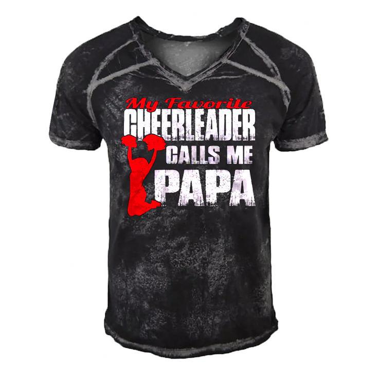 Mens My Favorite Cheerleader Calls Me Papa Cheer Papar Men's Short Sleeve V-neck 3D Print Retro Tshirt