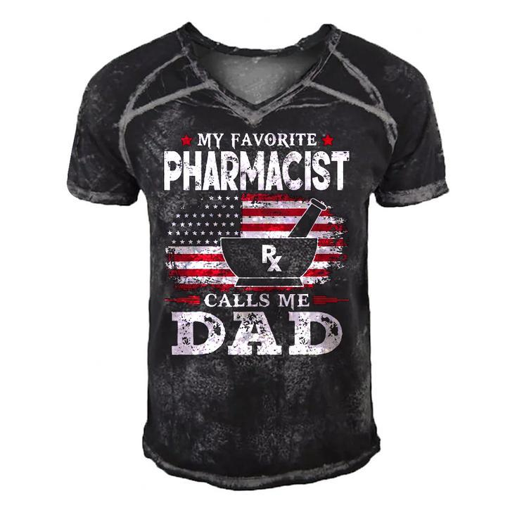 Mens My Favorite Pharmacist Calls Me Dad Usa Flag Fathers Day Men's Short Sleeve V-neck 3D Print Retro Tshirt