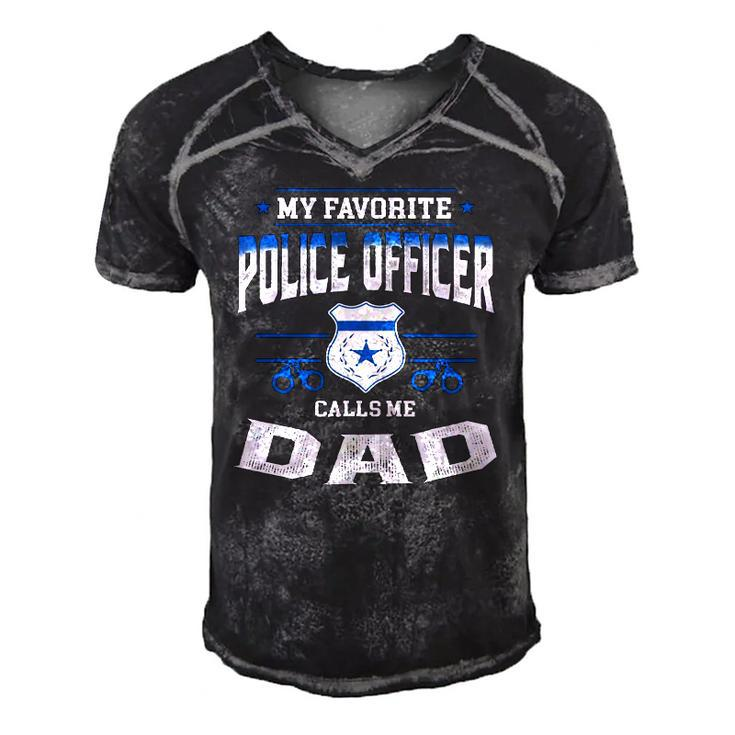 Mens My Favorite Police Officer Calls Me Dad Fathers Day Gift Men's Short Sleeve V-neck 3D Print Retro Tshirt