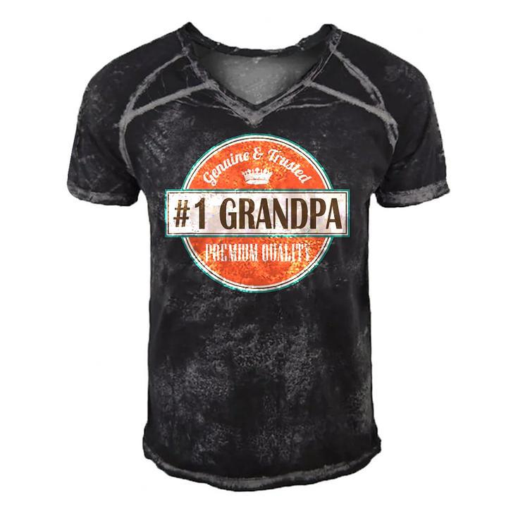 Mens Number 1 Grandpa 1 Grandfather Fathers Day Gift Men's Short Sleeve V-neck 3D Print Retro Tshirt