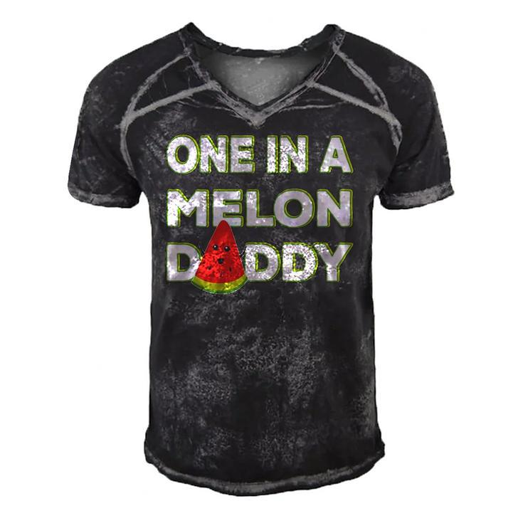 Mens One In A Melon Daddy Funny Watermelon Dad Fathers Day Gift Men's Short Sleeve V-neck 3D Print Retro Tshirt