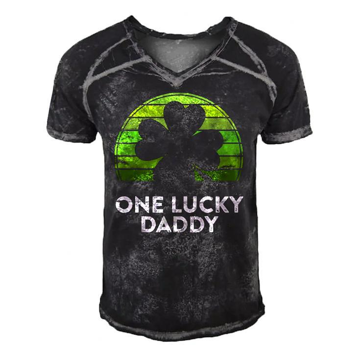 Mens One Lucky Daddy Shamrock Sunset Irish St Patricks Day Men's Short Sleeve V-neck 3D Print Retro Tshirt