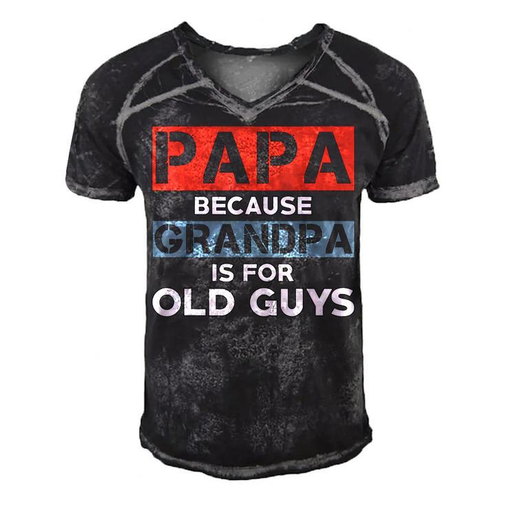 Mens Papa Because Grandpa Is For Old Guys Fathers Day  V2 Men's Short Sleeve V-neck 3D Print Retro Tshirt