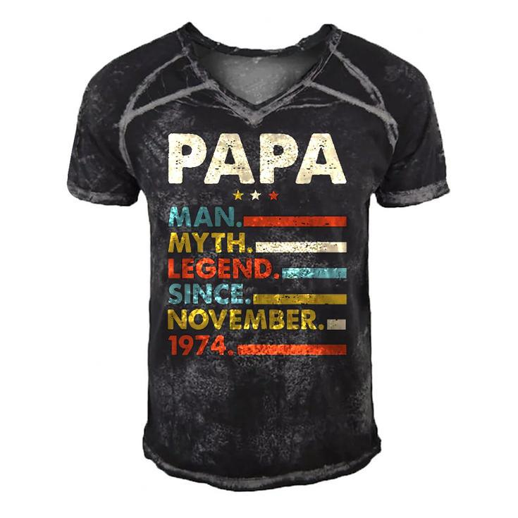 Mens Papa Man Myth Legend Since November 1974 47Th Birthday Vintage Men's Short Sleeve V-neck 3D Print Retro Tshirt