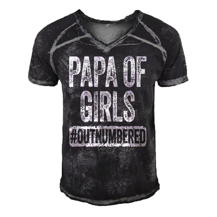 Mens Papa Of Girls Outnumbered Fathers Day Men's Short Sleeve V-neck 3D Print Retro Tshirt